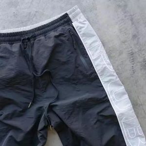 Custom High Quality Embroidery Sweat Jogger Pants Color Block Drawstring Lightweight 100% Polyester Nylon Track Pants