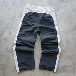 Custom High Quality Embroidery Sweat Jogger Pants Color Block Drawstring Lightweight 100% Polyester Nylon Track Pants
