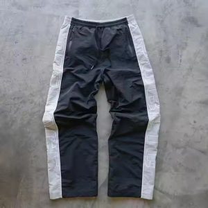 Custom High Quality Embroidery Sweat Jogger Pants Color Block Drawstring Lightweight 100% Polyester Nylon Track Pants