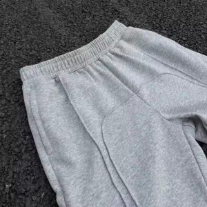 Custom 100% Cotton Jogger Pants French Terry Zipper Flared Sweatpants Men Grey Straight Wide Leg Baggy Sweatpants