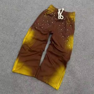 Custom Stylish Heavyweight Oversized Man Sun Faded Vintage Track Sweat Pant Acid Wash Mens Baggy Rhinestone Sweatpants