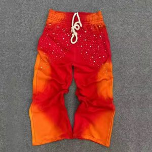 Custom Stylish Heavyweight Oversized Man Sun Faded Vintage Track Sweat Pant Acid Wash Mens Baggy Rhinestone Sweatpants