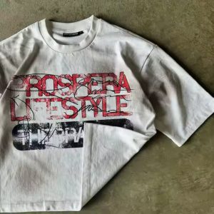 Streetwear Boxy Fit Dirty Washed Vintage T Shirt Oversized Heavy Weight Cropped 100% Cotton Printing T Shirt Custom for Men