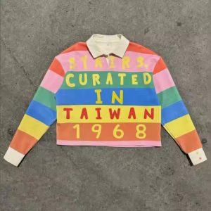 Custom Heavyweight Cotton Knitted Color Block Camisas Plus Size Stripe Polo T-shirt Boxy Cropped Men's Shirts Long Sleeve
