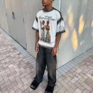 Custom 2025 New Streetwear Dtg Printing Logo T Shirt 100% Cotton Spray Acid Washed Vintage Cropped Boxy T-Shirt Men