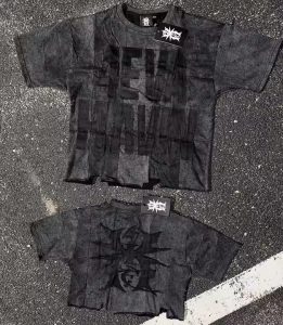 Custom 2025 Streetwear T-Shirt Distressed Embroidery Applique Patch Sun Faded Vintage Acid Wash Boxy Cropped Tshirt for Men