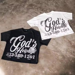 New Summer Streetwear Mens Heavy Cotton Graphic Print T-Shirt O Neck Vintage Boxy Fit Cropped T Shirt