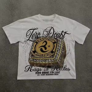 Custom Heavyweight 300 Gsm 100% Cotton Graphic Silk Screen Print Boxy Fit Cropped Fit Vintage Men T Shirt Men Tees