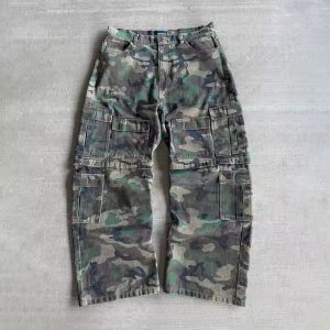 Custom Pants Oversized Heavy Thick Vintage Straight Wide Leg Baggy Camouflage Sweatpants Tracks Camo Cargo Pants Men