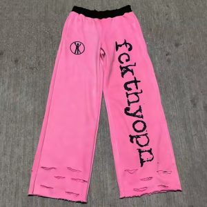 Custom Streetwear Oversized Sweat Pants Manufacturer Jogger Pants Distressed French Terry Cotton Men Baggy Sweatpants