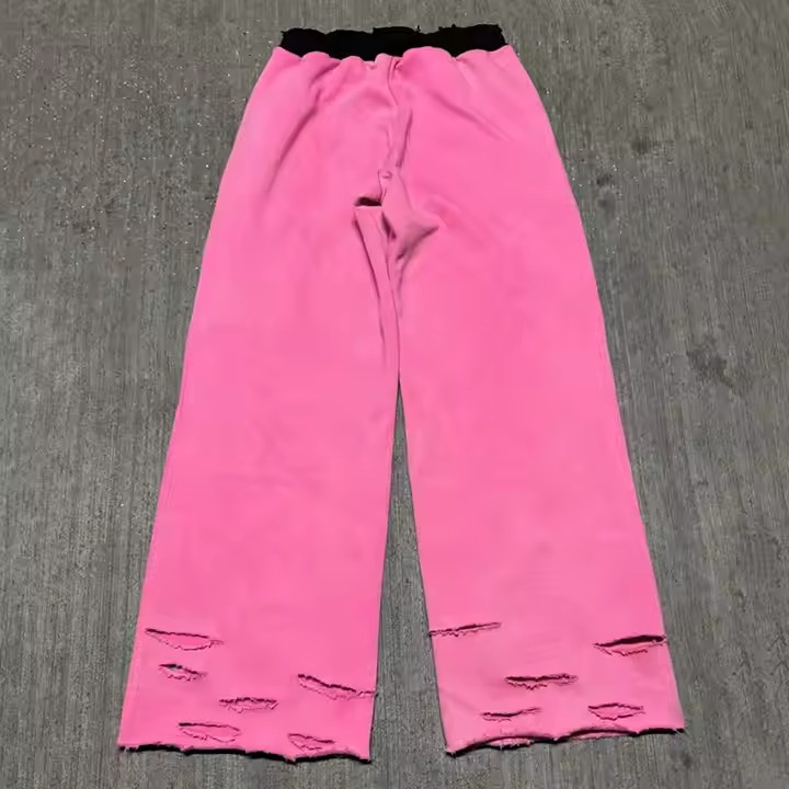 Custom Streetwear Oversized Sweat Pants Manufacturer Jogger Pants Distressed French Terry Cotton Men Baggy Sweatpants