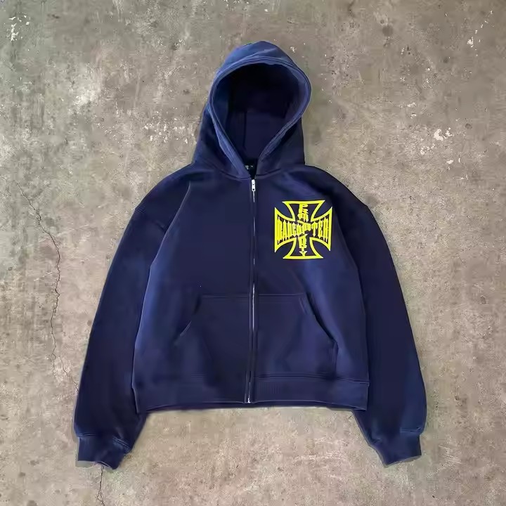 Custom Zip up Baggy Hoodie and Sweatpants Jogger Two Piece Set Dtg Print Sweat Suit Vintage Acid Wash Men Tracksuits