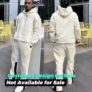 Custom Logo Sweat Pants Suit Jogger Set Cropped Sweatsuit Acid Wash Flared Sweatpants and Hoodie Set Tracksuit for Men