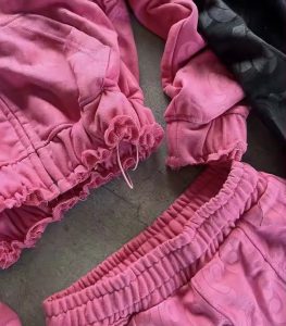 Custom Women 2 Piece Set Distressed Cropped Hoodie and Shorts Set All Print Logo Two Piece Sweatsuit Set