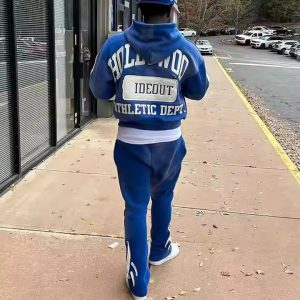 Custom Streetwear Vintage Cropped Zip Hoodie and Sweatpants Set Distressed Patch Embroidery Sun Faded Acid Wash Tracksuit