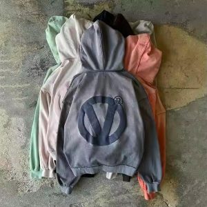 Custom 2 Piece Set Men Jogging Suits Acid Wash Sweatsuits Zip up Hoodie and Flared Sweatpants Jogger Set Puff Print Tracksuits