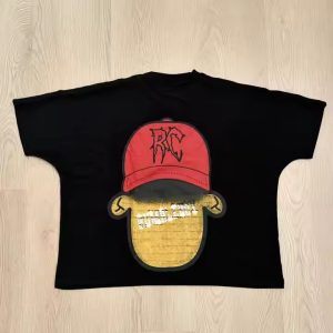 Custom Mock Neck Tshirt Logo Boxy Fit Cut and Sew T-Shirt Oversized Tshirt 300 Gsm Men's Cropped T Shirt Printed Streetwear