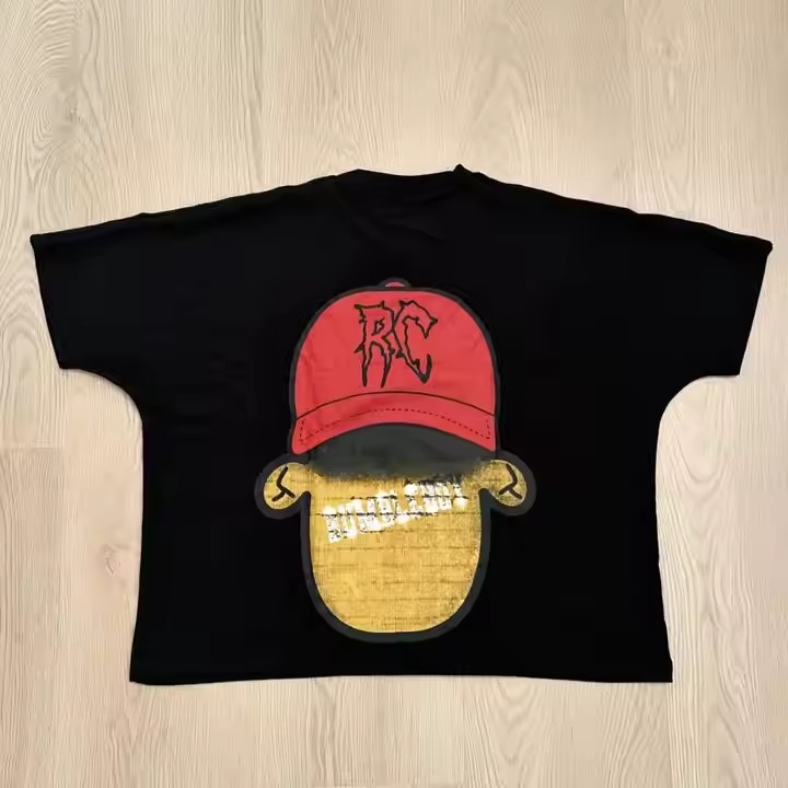 Custom Mock Neck Tshirt Logo Boxy Fit Cut and Sew T-Shirt Oversized Tshirt 300 Gsm Men's Cropped T Shirt Printed Streetwear