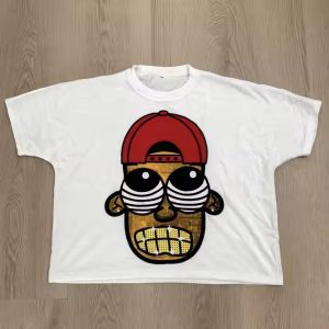 Custom Mock Neck Tshirt Logo Boxy Fit Cut and Sew T-Shirt Oversized Tshirt 300 Gsm Men's Cropped T Shirt Printed Streetwear