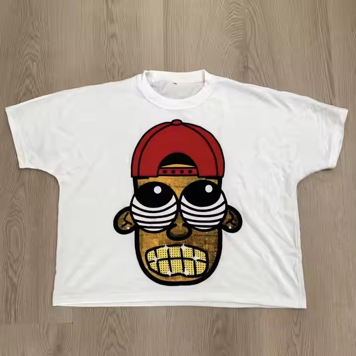 Custom Mock Neck Tshirt Logo Boxy Fit Cut and Sew T-Shirt Oversized Tshirt 300 Gsm Men's Cropped T Shirt Printed Streetwear