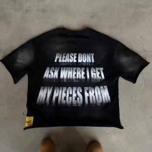 Custom 2025 New Streetwear Vintage Washed T-Shirt Printed Heavy Cotton Raw Hem Boxy Cropped Acid Wash T Shirt for Men