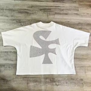 Custom Logo Graphic T-Shirts Drop Shoulder Heavy Cotton Oversized Heavyweight Rhinestone Cropped Boxy T Shirt for Men