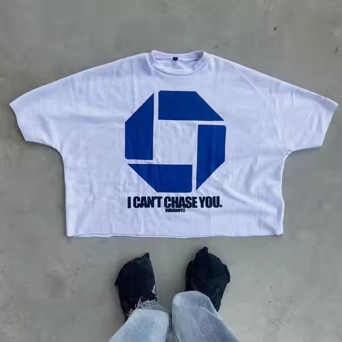 Custom Summer T-shirt Short Sleeve Oversized Heavyweight Tee Tshirts Graphic Boxy Raw Hem Print T Shirts for Men