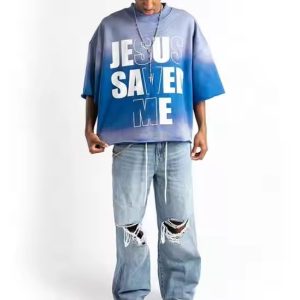 Streetwear Oversized Tshirt Custom Acid Washed Vintage T Shirt Heavyweight Cotton Boxy Cropped T Shirt for Men