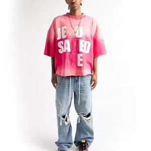 Streetwear Oversized Tshirt Custom Acid Washed Vintage T Shirt Heavyweight Cotton Boxy Cropped T Shirt for Men
