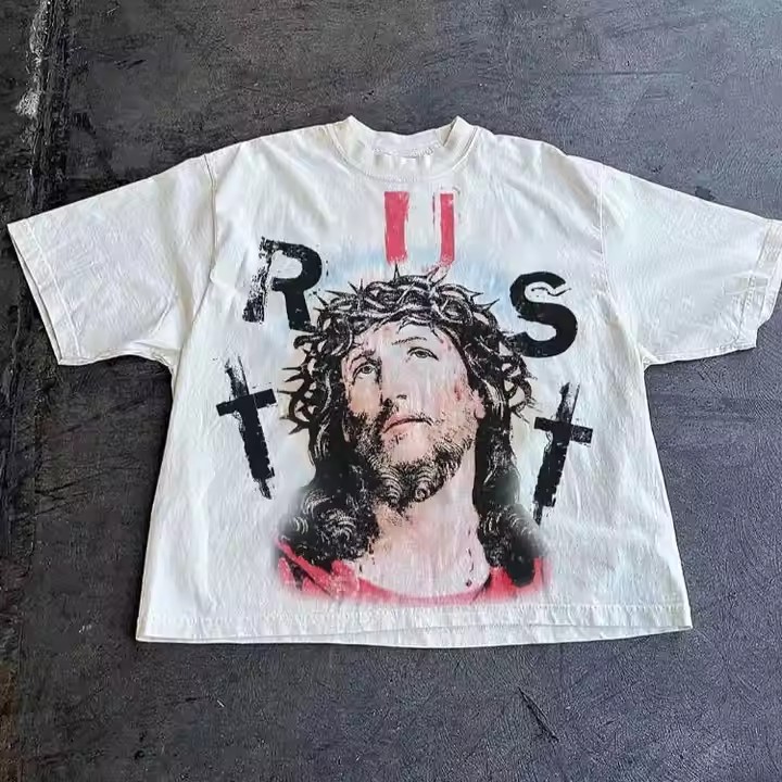 Men's Boxy Cropped T-Shirts Heavyweight 100% Cotton O Neck Graphic Printed Dtg Screen Printing T Shirts Logo Pattern Custom