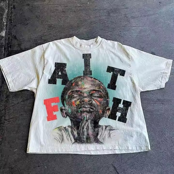Men's Boxy Cropped T-Shirts Heavyweight 100% Cotton O Neck Graphic Printed Dtg Screen Printing T Shirts Logo Pattern Custom