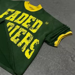 Custom Logo Graphic Printing French Terry Thick Oversized Heavyweight Boxy Cropped T Shirt Men Retro American Football Jersey