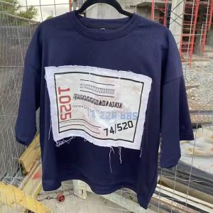 Custom Applique Distressed Embroidery Boxy Cropped T Shirt Sporty Quick Dry Fit Breathable Mesh Jersey Retro Football T-Shirt