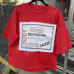 Custom Applique Distressed Embroidery Boxy Cropped T Shirt Sporty Quick Dry Fit Breathable Mesh Jersey Retro Football T-Shirt
