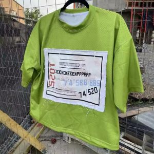 Custom Applique Distressed Embroidery Boxy Cropped T Shirt Sporty Quick Dry Fit Breathable Mesh Jersey Retro Football T-Shirt