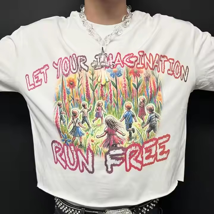 Custom Graphic Dtg Print Cut Edge Raw Hem Blank 100% Cotton Heavyweight Oversized Boxy Cropped T Shirt for Men