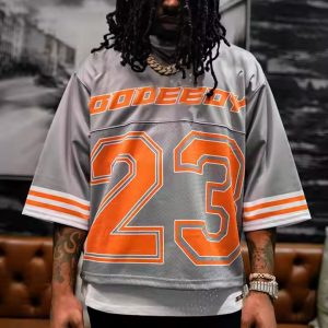 Custom Streetwear Vintage Mens Polyester Quick Dry Sports Retro Soccer Basketball Mesh Men Boxy Jersey Football T-shirt