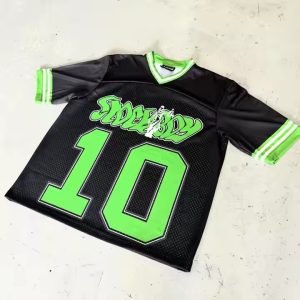 Streetwear V Neck Boxy Screen Printing Baseball T-shirts Custom Oversized Tshirts Sports Soccer Mesh Football Jersey for Men