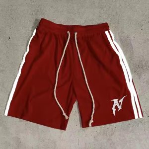 Custom High Quality Casual Silk Screen Printring Graphic Sweat Shorts French Terry Baggy Oversized Striped Sports Cotton Shorts