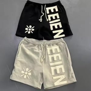 Men's Streetwear Sweat Short Custom Sun Faded Cotton French Terry Applique Patch Embroidery Distresses Vintage Acid Wash Short