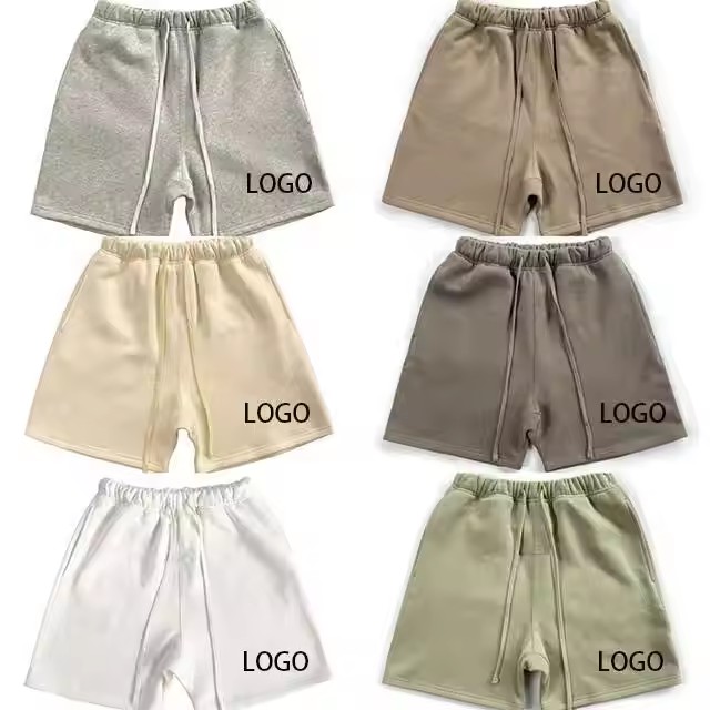 Custom Long Drawstring French Terry Heavy Mens Training Athletic Unisex Cotton Sports Shorts Blank Gym Sweat Shorts for Men