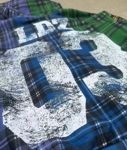 Acid Wash Distressed Rhinestone Boxy Cropped Oversized Drop Shoulder Zip up Jackets Men Custom Plaid Flannel Hoodie