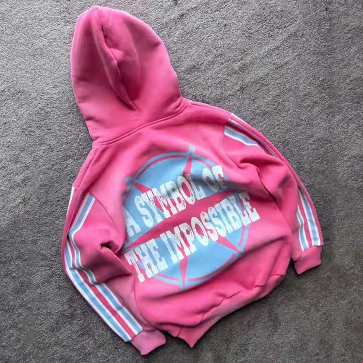 Custom Drop Shoulder Distressed Heavy Cotton Graphic Printed Zip up Vintage Washed Boxy Cropped Oversized Hoodies Unisex