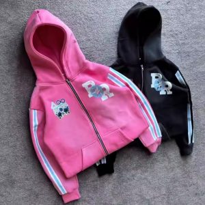 Custom Drop Shoulder Distressed Heavy Cotton Graphic Printed Zip up Vintage Washed Boxy Cropped Oversized Hoodies Unisex