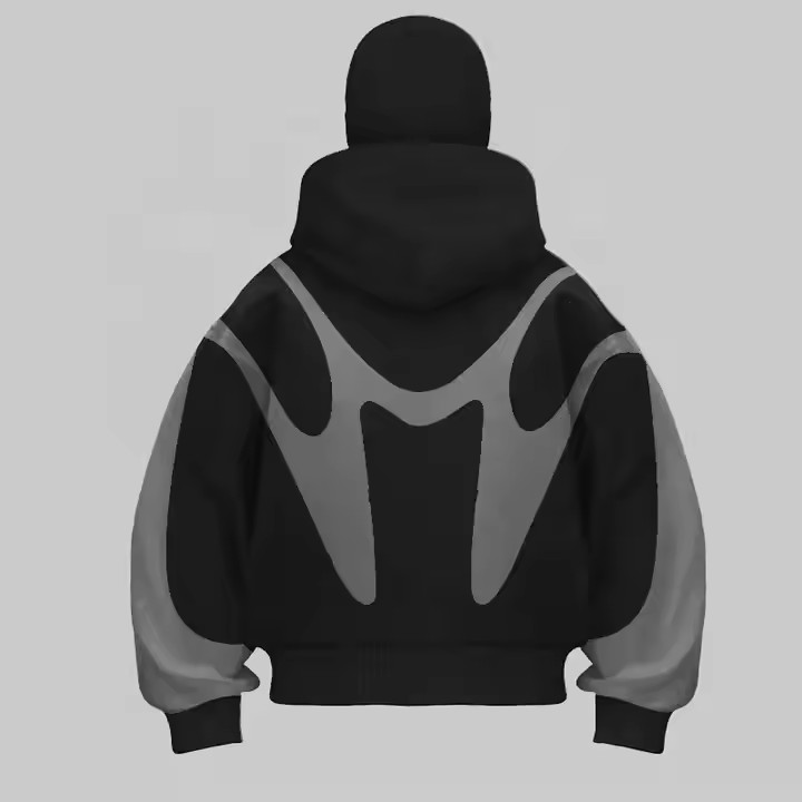 Manufacturer Heavy Cotton Patchwork Double Hood Full Zip up Balaclava Hoodies Custom Ninja Masked Men Hoodie