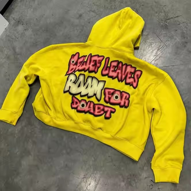 Acid Washed Dtg Print Men Unisex Winter Heavyweight Cotton Cropped Boxy Distressed Hoodie Custom Zip up Hoodie