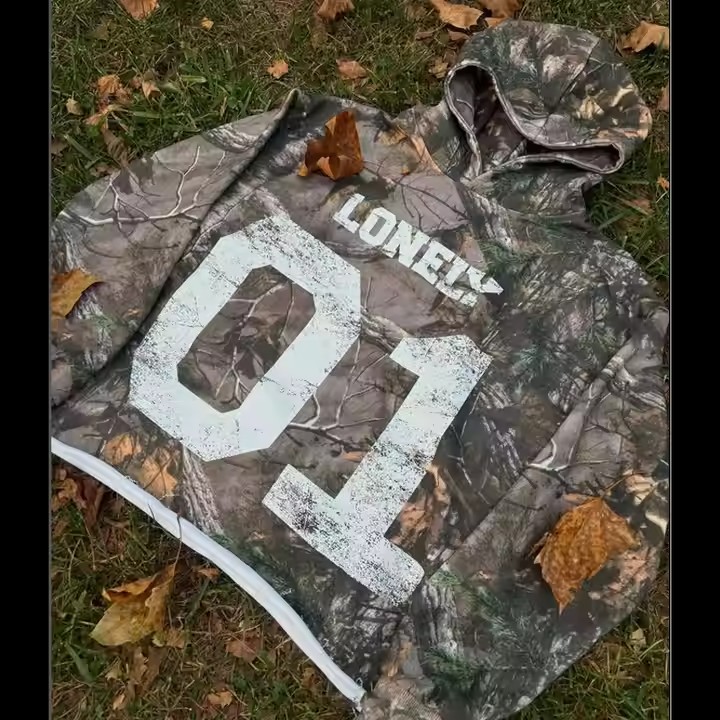 Custom Terry Cotton Camo Cropped Raw Hem Dtg Printed Pullover Hoodie Men All Over Print Camouflage Hoodies