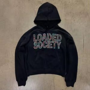 Custom Hoodies Manufacturer Drop Shoulder Y2K 480 Gsm Street Wear Acid Wash Sweatshirt Rhinestone Sun Faded Men Hoodie