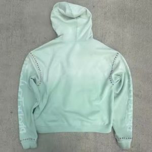 Custom Dtg Printed Gemstone Zip up Heavy Weight Hoodie Vintage Acid Washed Baggy Boxy Fit Cropped Rhinestone Hoodie