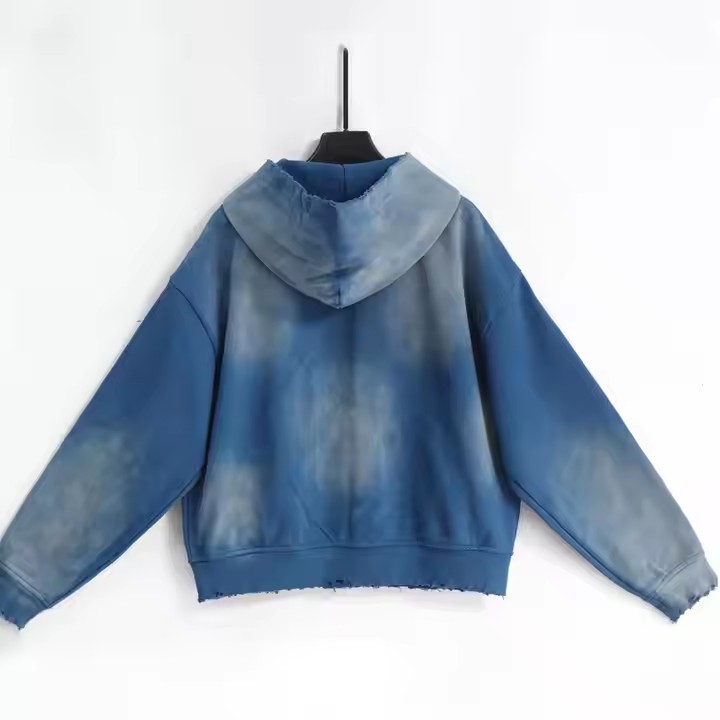 Custom Zip up Hoodie Padding Acid Wash Vintage DTG Printing Hoodie Oversized Heavyweight Men's Boxy Hoodies & Sweatshirts
